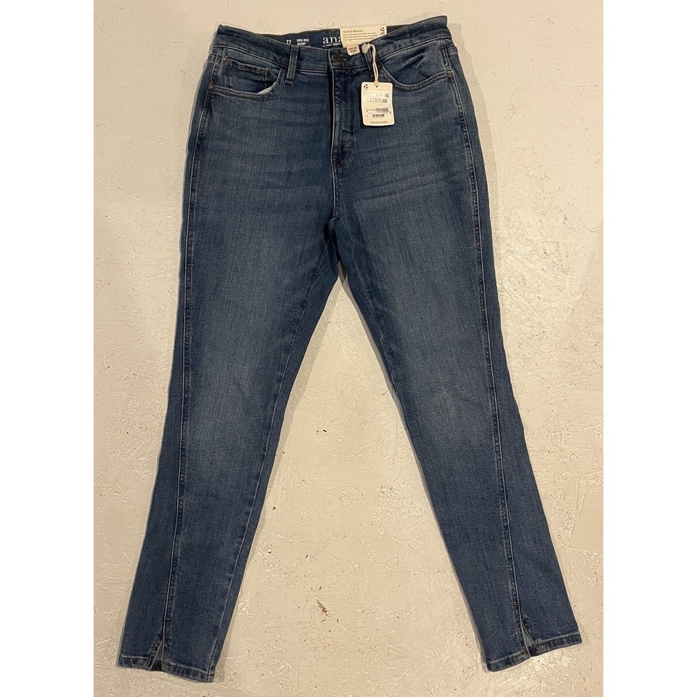 A New Approach ANA Jeans Womens Sz 12 Blue Denim High Rise Skinny Pocket NWT